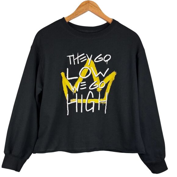 Well Worn Sweaters - Well Worn “They Go Low We Go High” Crown‎ Long Sleeve Black Sweater Sz L Goth